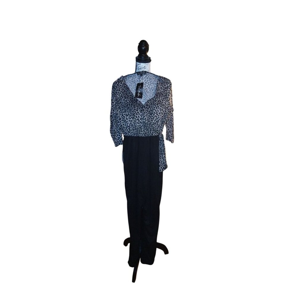 French Atmosphere Womens Leopard Print Long-Sleeve Top L Polyester/Spandex Made - Picture 6 of 13